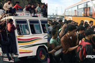 Bus is carrying overloaded passengers ignoring rules, administration remains ignorant even after seeing it