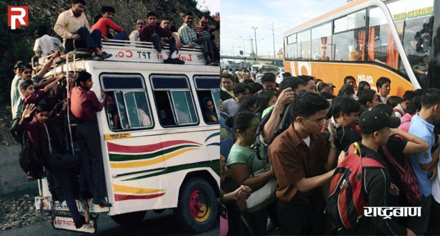 Bus is carrying overloaded passengers ignoring rules, administration remains ignorant even after seeing it