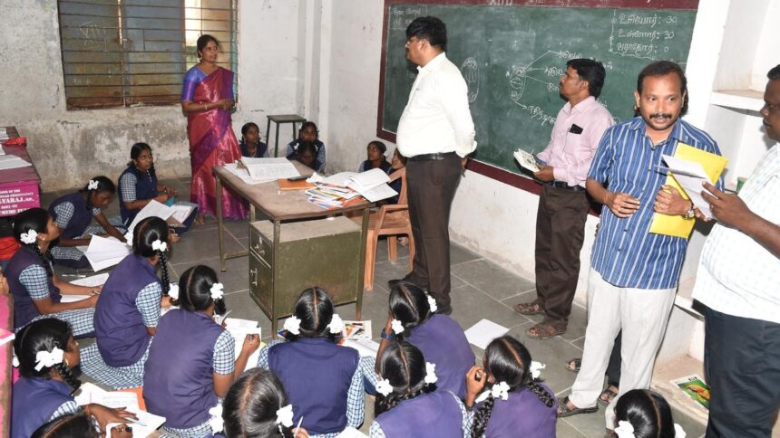 Tiruvarur Collector shocked to see Class XII girls sitting on floor at government school