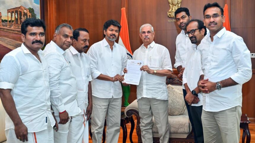 FOR PAGE 1 Updated copy: TN Governor asks TVK chief Vijay to produce proof of support of majority MLAs; Congress says ‘yes’ but AIADMK ‘no’