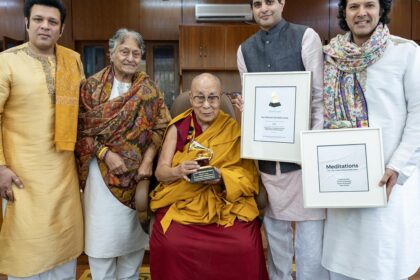 Dalai Lama presented Grammy Award at Dharamsala residence