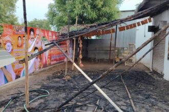 TVK election office set afire near Tiruchi