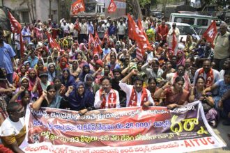Telangana hospital contract workers stage protest in Hyderabad, demand ₹26,000 minimum wage