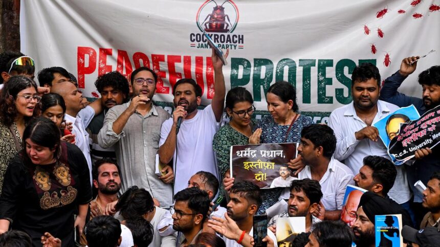 Cockroach Janta Party holds protest in Delhi, seeks Pradhan’s resignation