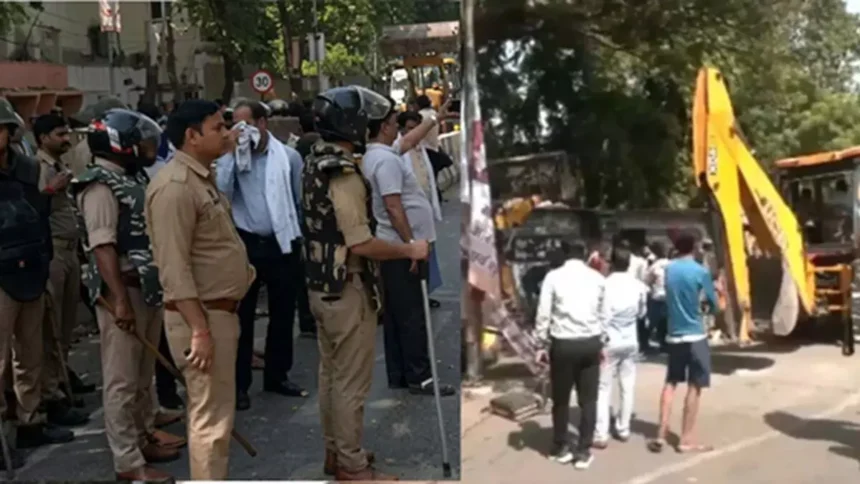 लखनऊ सिविल कोर्ट में भारी बवाल: 240 अवैध चैंबरों पर चला बुलडोजर, वकीलों में भारी नाराजगी