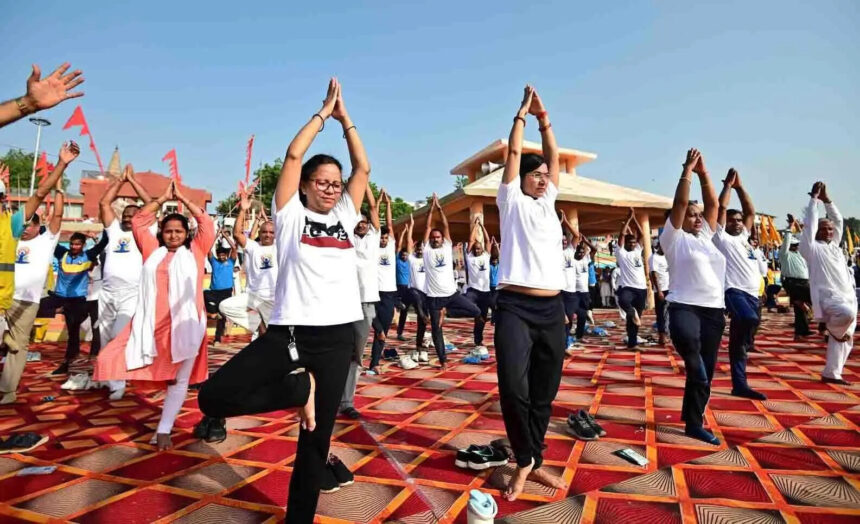 Yoga event held at Dashashwamedh ghat